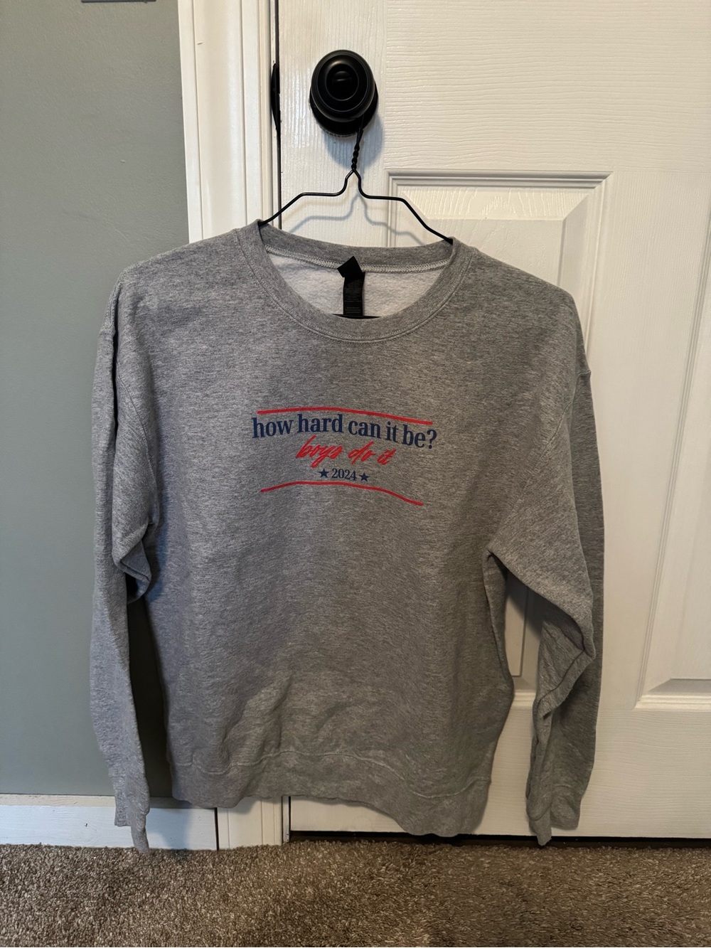 How Hard Can It Be Boys Do It Sport Gray Crewneck Sweatshirt